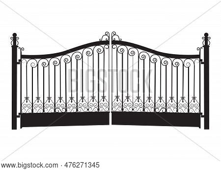 Silhouette Of A Wrought Iron Gate Vector Illustration