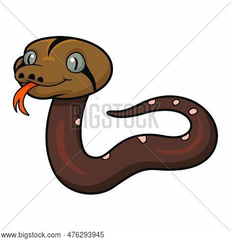 Vector Illustration Of Cute Golden Child Phantom Reticulatus Python Cartoon