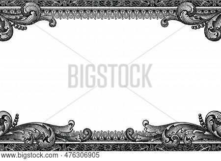 U.s. Dollar Border With Empty Transparent Middle Area