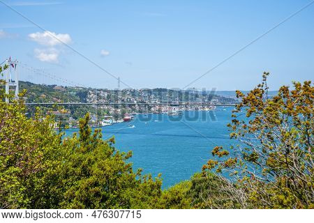 Views Of The Bridges And Ships In The City Of Istanbul. Bridges Over The Bosphorus And The Golden Ho