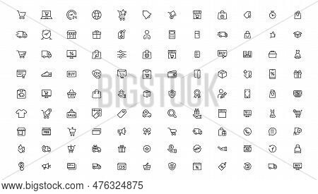 E-commerce And Shopping Icons Outline Vector Template