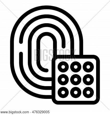 Lock Fingerprint Icon Outline Vector. Touch Hand. Safety Key