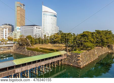 Takamatsu, Japan - March 30, 20023: Tamamo Park, Or Takamatsu Castle Park In Takamatsu City, Kagawa 