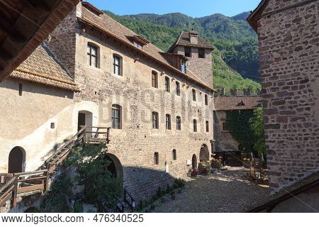 Inner Courtyard Of Runkelstein Castle In Ritten Near Bolzano, South Tyrol, Italy
