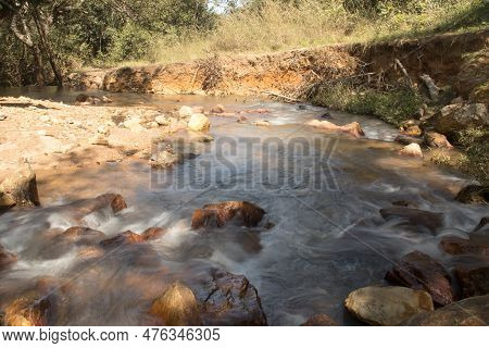 The Small River Known As Rio Dos Goianos That Flows Into The Waterfall Known As Cachoeira Boqueirao 