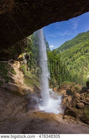 Beautiful View Of Pericnik Waterfall In Slovenia