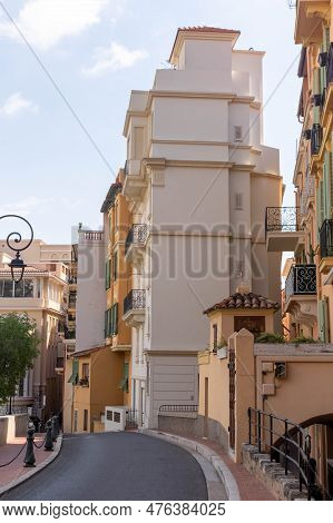 Monaco-ville, Monaco, April 20th 2023:- Streets In Monaco-ville, The Old Town Part Of The Principali