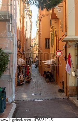Monaco-ville, Monaco, April 20th 2023:- A View Of The Narrow Streets In Monaco-ville, The Old Town O