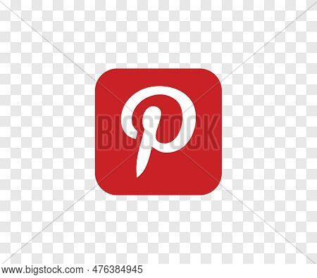 Realistic Social Media Logotype Pinterest - Social Media Button Icon. Pinterest Logo With On A Trans