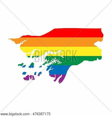 Guinea-bissau Country Silhouette. Country Map Silhouette In Rainbow Colors Of Lgbt Flag.