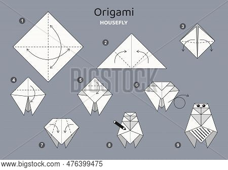 Origami Tutorial For Kids. Origami Cute Fly.