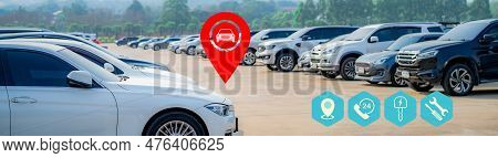 Rent A Car Concept. Rental Car Service Agency. Car Hire. Auto Rental Business Advertising. Vacation 
