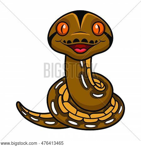 Vector Illustration Of Cute Tiger Reticulatus Python Cartoon
