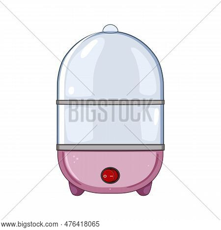 Home Egg Cooker Cartoon. Cooking Cook, Kitchen Electric Home Egg Cooker Sign. Isolated Symbol Vector