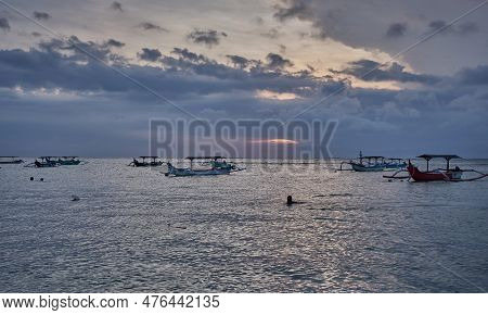 Kuta, Bali Indonesia-may 4 2023: Pantai Jerman (german Beach) In Kuta, Bali Indonesia Sunset Shot Sh