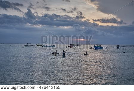 Kuta, Bali Indonesia-may 4 2023: Pantai Jerman (german Beach) In Kuta, Bali Indonesia Sunset Shot Sh