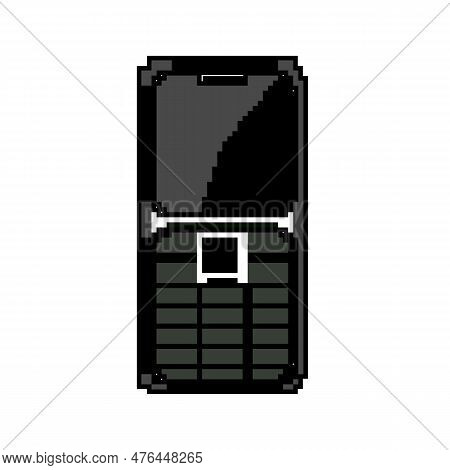 Contact Button Phone Game Pixel Art Retro Vector. Bit Internet Business, Hotline Symbol Contact Butt