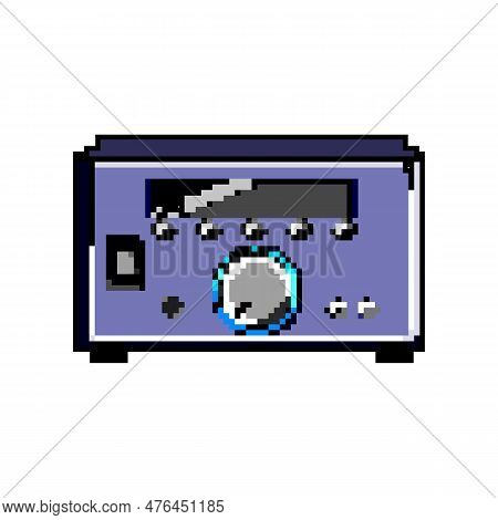 Stereo Digital Amplifier Game Pixel Art Retro Vector. Bit Stereo Digital Amplifier. Old Vintage Illu