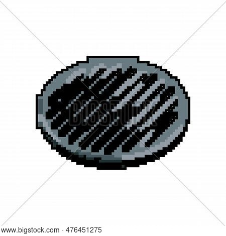 Sewer Drainage Grate Game Pixel Art Retro Vector. Bit Sewer Drainage Grate. Old Vintage Illustration