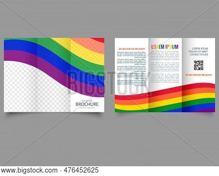 Tri-fold Lgbt Brochure. Waves. Lyer Report Template. Design Vector Illustration.