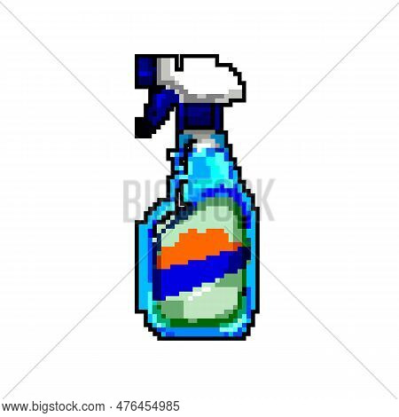 Home Glass Cleaner Game Pixel Art Retro Vector. Bit Home Glass Cleaner. Old Vintage Illustration