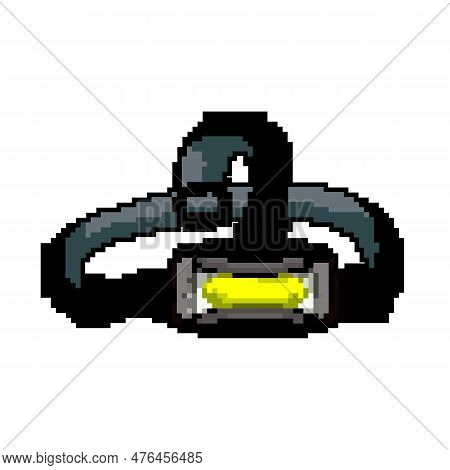 Light Headlamp Flashlight Game Pixel Art Retro Vector. Bit Light Headlamp Flashlight. Old Vintage Il