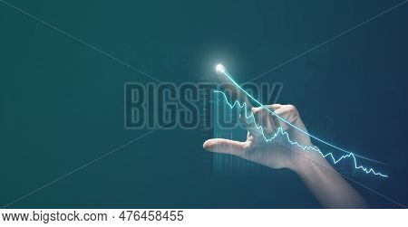 Business Graph Chart With Arrow Up, Investment Strategy And Benefits