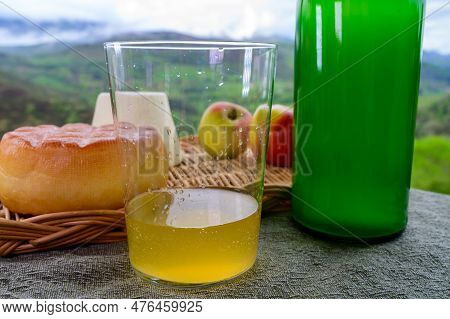 Natural Asturian Cider Made From fermented Apples And Asturian Cow Smoked Cheese And View Picos De E