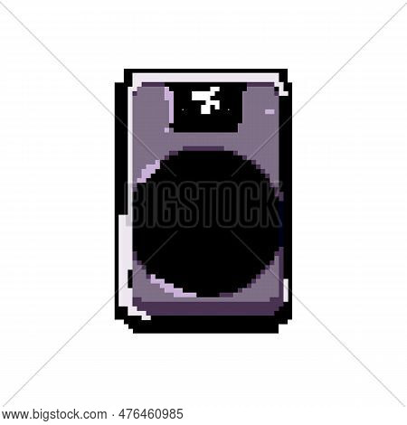 Stereo Partybox Sound Game Pixel Art Retro Vector. Bit Power Volume, Portable Music Stereo Partybox 