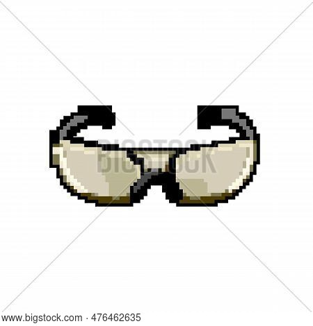 Equipment Safety Glasses Game Pixel Art Retro Vector. Bit Equipment Safety Glasses. Old Vintage Illu