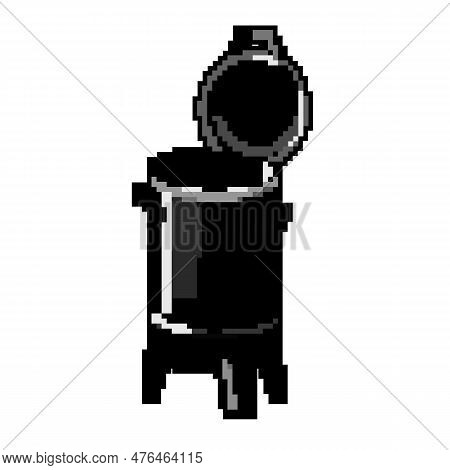 Meat Smoker Bbq Game Pixel Art Retro Vector. Bit Meat Smoker Bbq. Old Vintage Illustration
