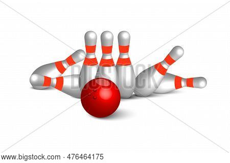 Bowling Kegling Mockup Set. Realistic Illustration Kegling Mockup For Web. Vector Illustration.