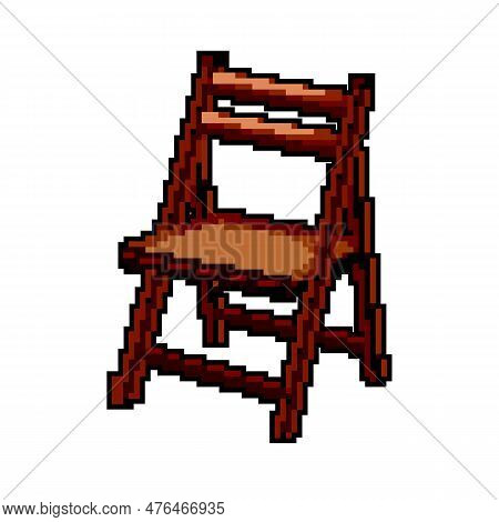 Old Wooden Chair Game Pixel Art Retro Vector. Bit Old Wooden Chair. Old Vintage Illustration