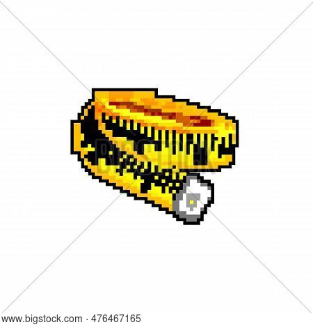 Instrument Yellow Measuring Tape Game Pixel Art Retro Vector. Bit Instrument Yellow Measuring Tape. 