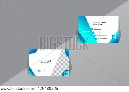 Creative Business Card Template Professional Card Design With 2 Image Holder And Clean Gradient Colo