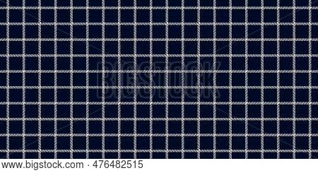 Windowpane Plaid Blue And White Seamless Pattern With Narrow Lines