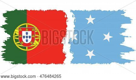 Federated States Of Micronesia And Portugal Grunge Flags Connection, Vector
