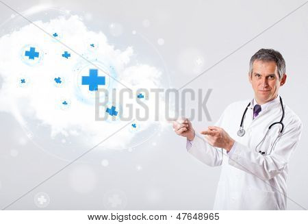 Tıbbi işaretleri ile soyut bulut dinleme Proffesional doktor