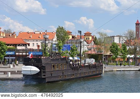 Mikolajki, Poland, July 12: Cruise Boat At Sniardwy Lake On July 12, 2020 At Mikolajki, Poland. Snia