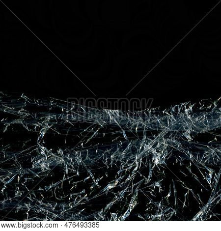 Plastic Texture And Clear Plastic Black Background Transparent Plastic Wrap On The Black