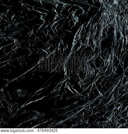 Plastic Texture And Clear Plastic Black Background Transparent Plastic Wrap On The Black