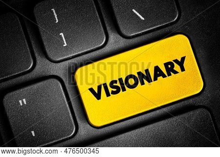 Visionary Text Quote Button On Keyboard, Concept Background