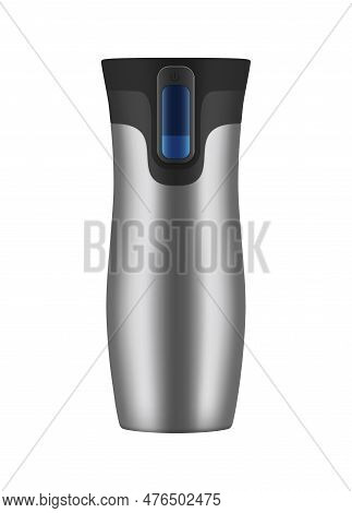 Realistic Thermos Composition With Vacuum Flask Storage Image Isolated On Blank Background Vector Il