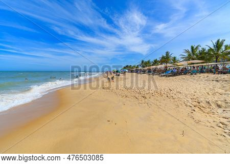 Trancoso, District Of Porto Seguro, Ba, Brazil - January 06, 2023: View Of Nativos Beach, Famous Bea