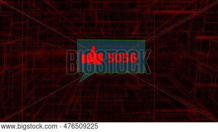 5k + Like Icons On Si-fi Technology Background For Social Media Illustration Background.