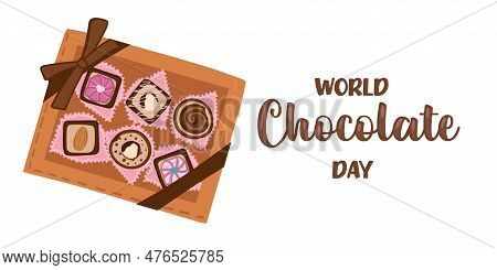 Lettering World Chocolate Day. Idea For Poster, Postcard. Vector.