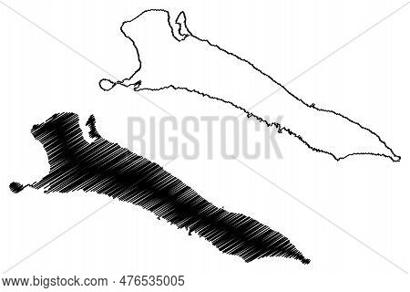 Mingachevir Reservoir (republic Of Azerbaijan, Kura River) Map Vector Illustration, Scribble Sketch 