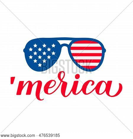 American Patriotic Sunglass. 4th Of July Design. Usa Independence Day Of America. Vector Template Fo