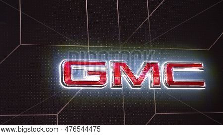 Gmc Car Brand On Display. Crowds Looking At New Car Models At Auto Show. National Canadian Auto Show