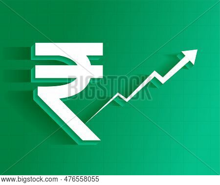 3d Style Indian Currency Rupee Sign Background With Growth Arrow Concept Vector